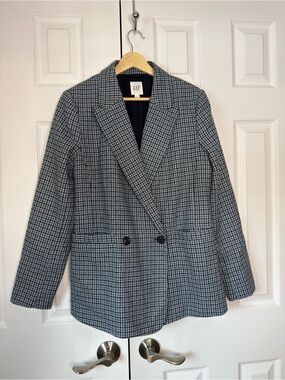 GAP Houndstooth Double-Breasted Blazer Jacket - Black & White